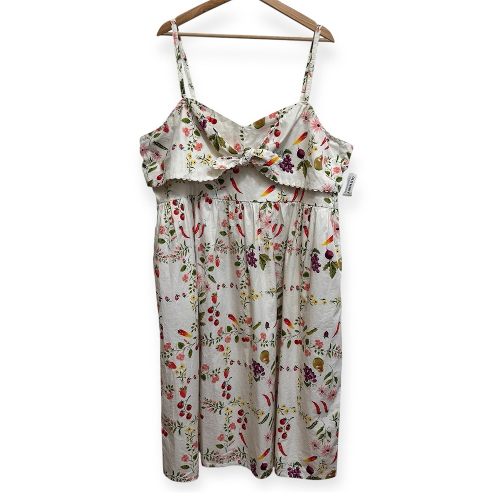 Old Navy Fit & Flare Tie Front Midi Dress Fruit Print